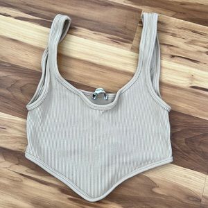Zara nude ribbed crop top.